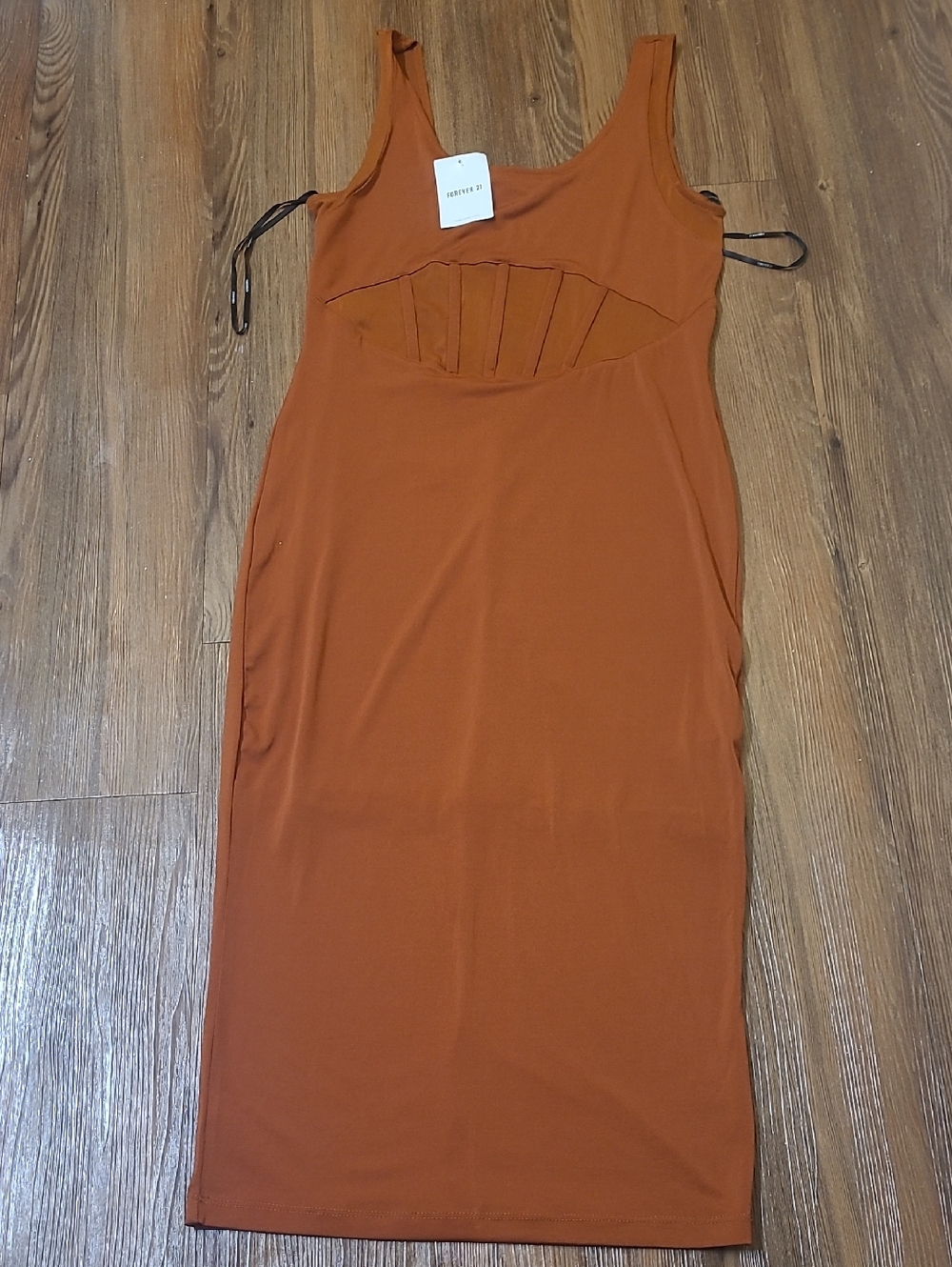 Forever 21 Rust Orange Cutout Bodycon Midi‎ Dress